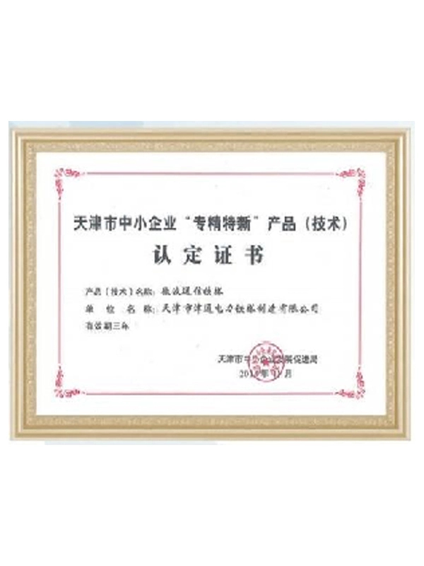 Speciality and New Products Technology Certificate of Recognition